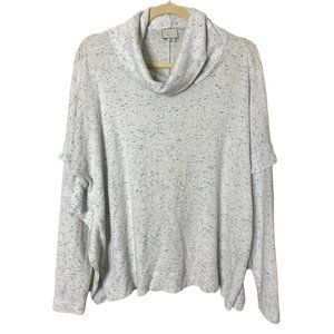 ANTHROPOLOGIE Postmark Small Oversized White and Blue Fleck Turtleneck